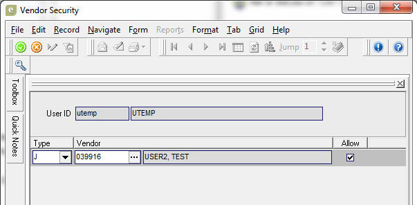 Vendor Security form help screenshot 1